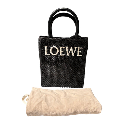 Used LOEWE Raffia A5 Tote Cross Body Bag Black