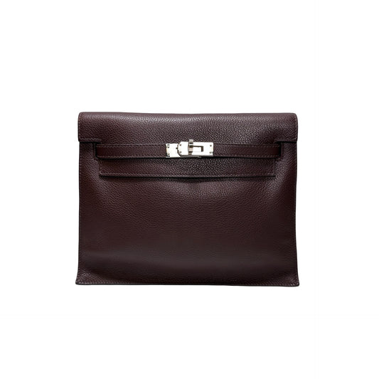 Used Hermès Clemence leather Kelly Danse Shoulder Bag Brown GHW