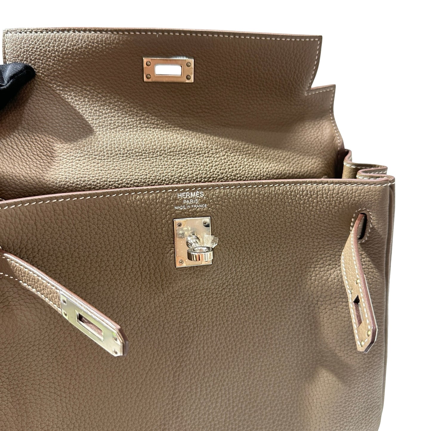 Used HERMÈS Kelly 25 Two Way Shoulder Bag Etoupe (18) PHW