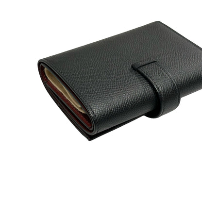 Used HERMÈS BEARN COMPACT Wallet Black Red PHW