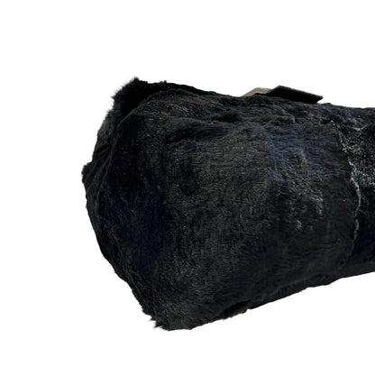 Used FENDI Rabbit Fur Shoulder Bag Black