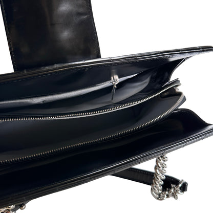Used CHANEL Patent Leather Boy Shopping Tote Tote Bag Black PHW