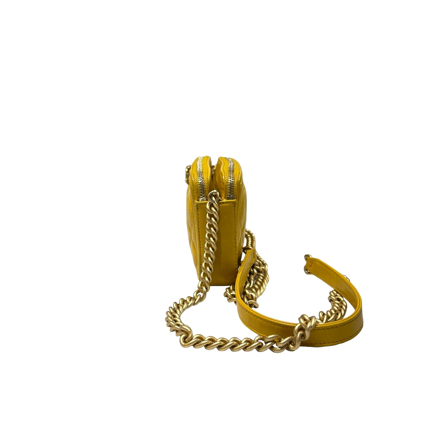 Used CHANEL Lambskin Leather Clutch Yellow GHW