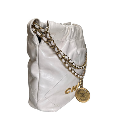 Chanel Quilted Calfskin Chanel 22 Shoulder Bag White GHW