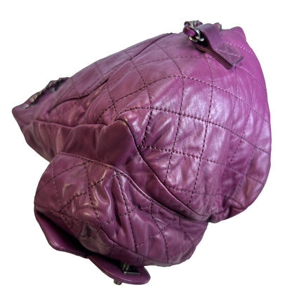 Used CHANEL Quilted Leather Backpack Backpack Purple