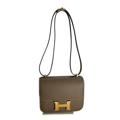 Brand New HERMES Epsom Constance Shoulder Bag Etoupe