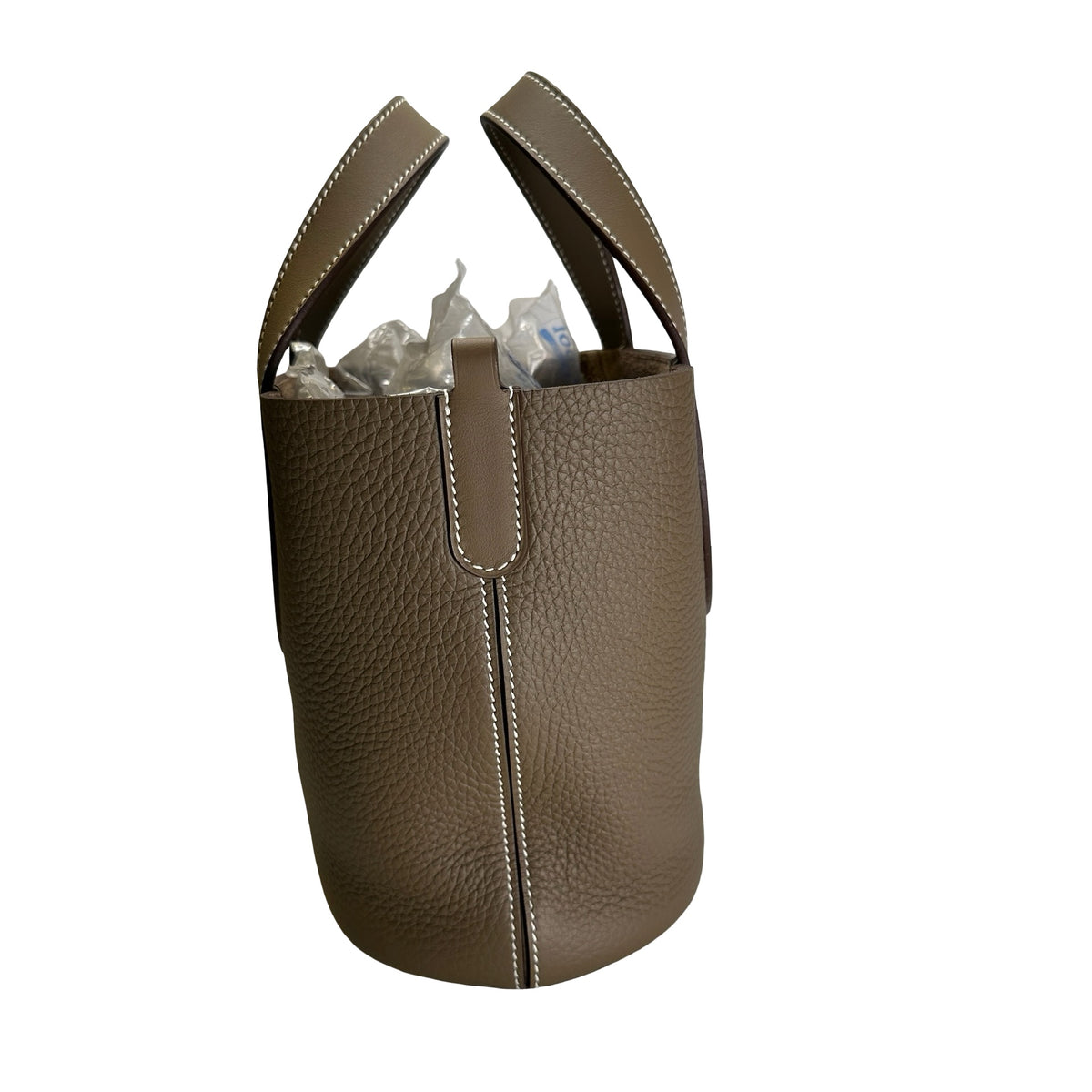Used HERMES Clemence Swift In the Loop Handbag Etoupe