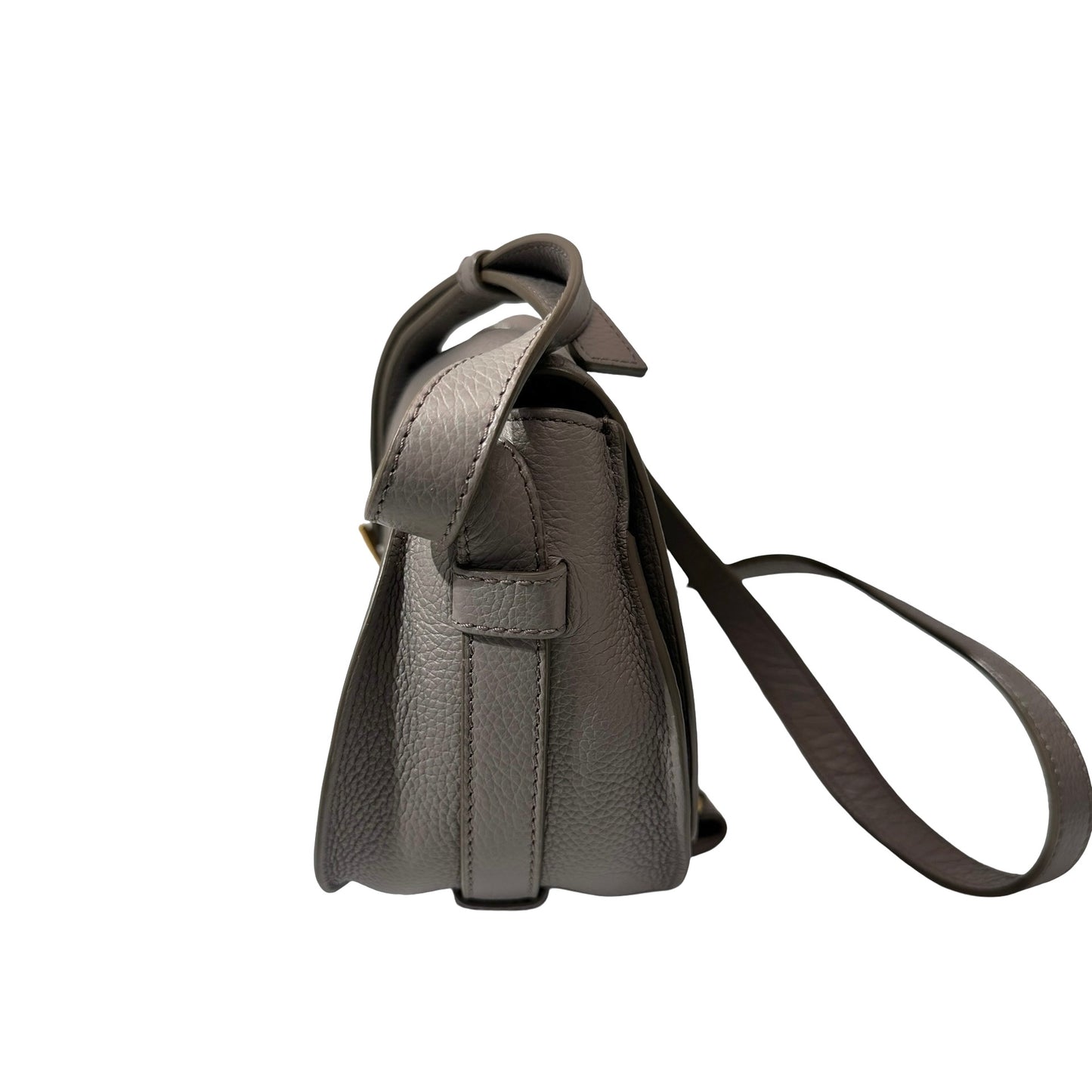 Used CHLOE Grained Calfskin Cross body bag Saddle Bag Grey