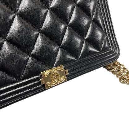Used Chanel Lambskin Leather WOC Shoulder Bag Black GHW