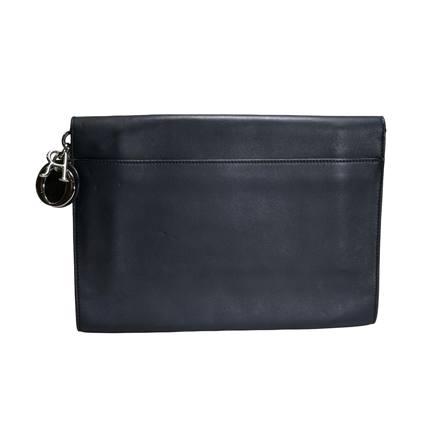 Used DIOR Leather Diorama Clutch Black Pink PHW