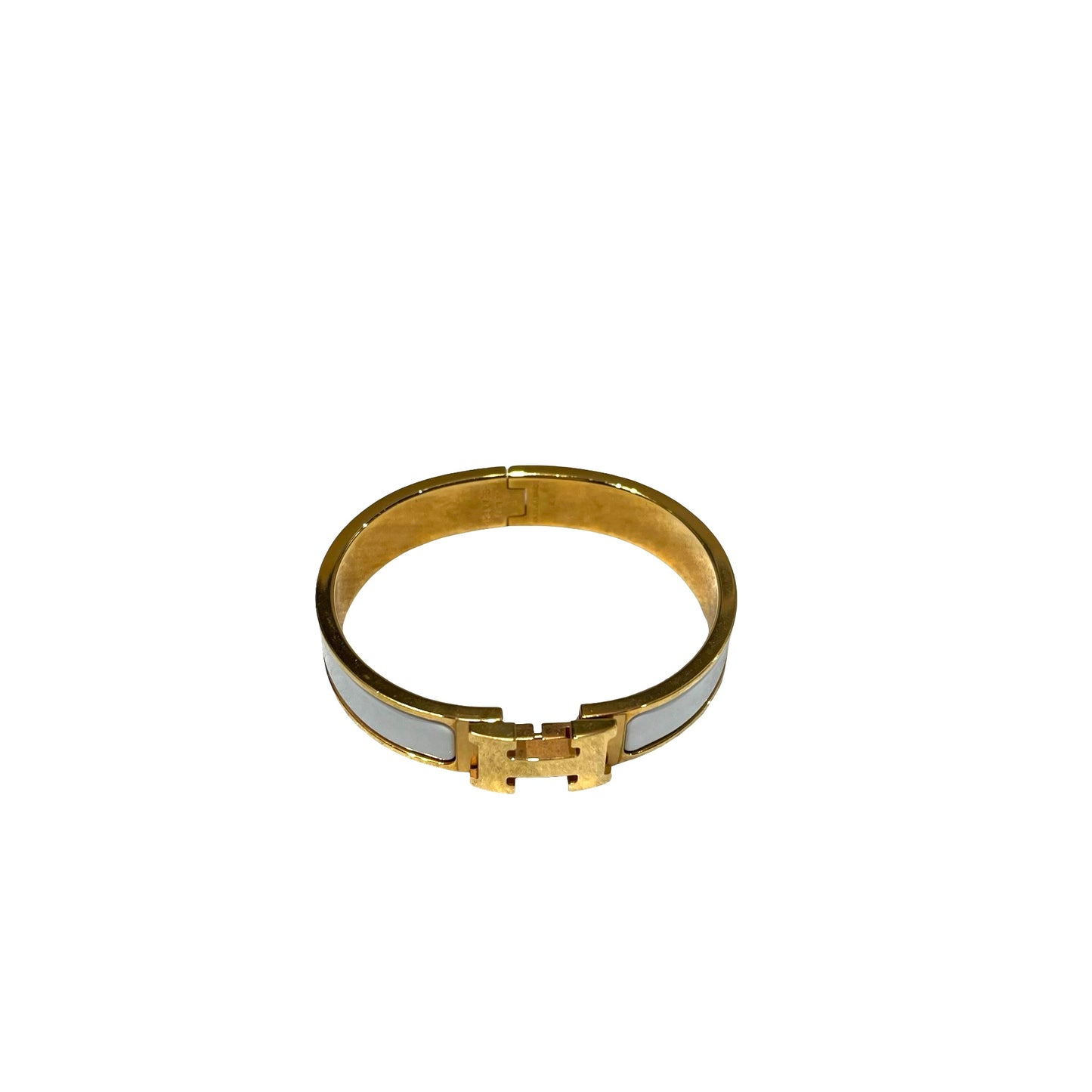 Used HERMÈS Clic H Bracelet White GHW