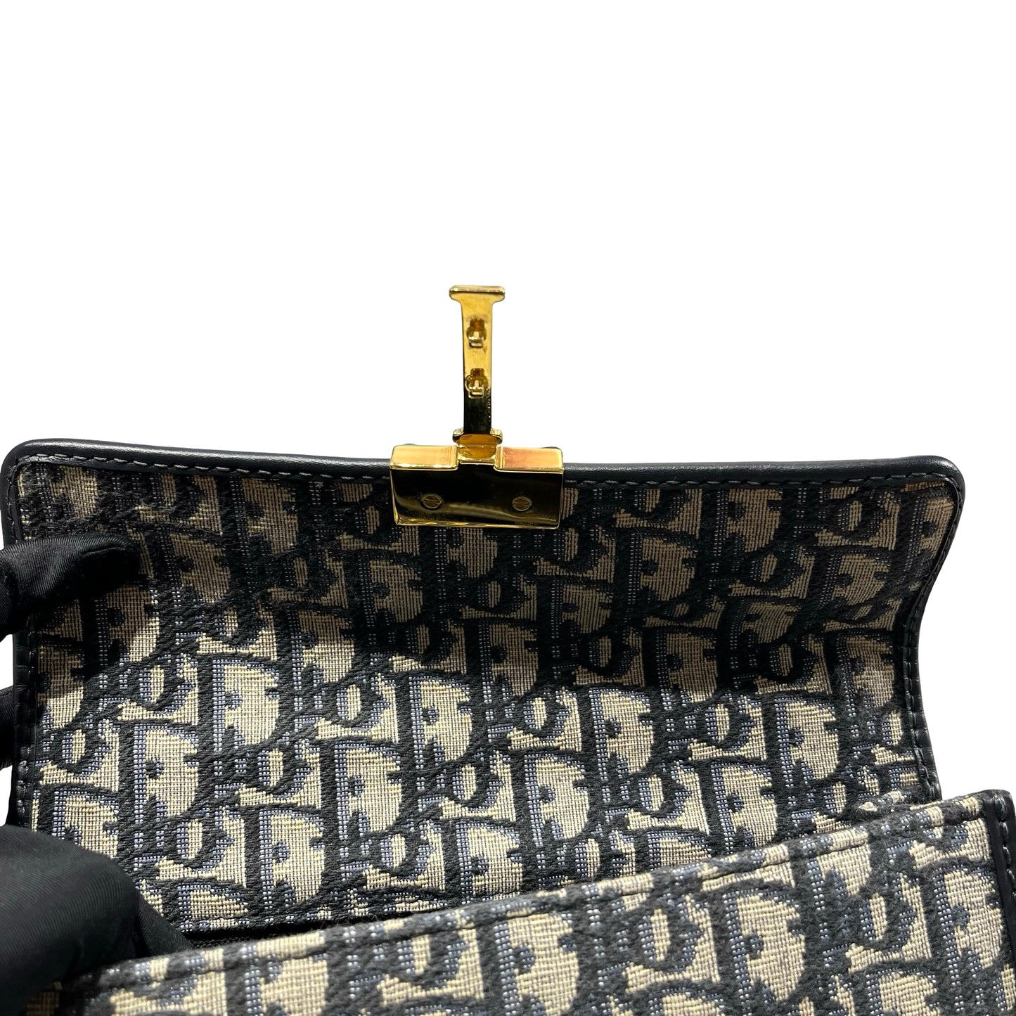 Used DIOR Montaige East West Cross Body Bag Oblique Navy Blue GHW