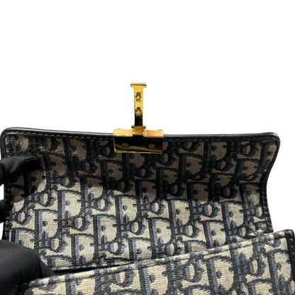 Used DIOR Montaige East West Cross Body Bag Oblique Navy Blue GHW