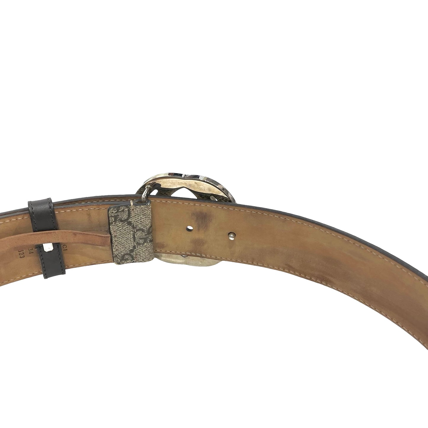 Used GUCCI GG Supreme Interlocking G Belt Belt Beige Silver