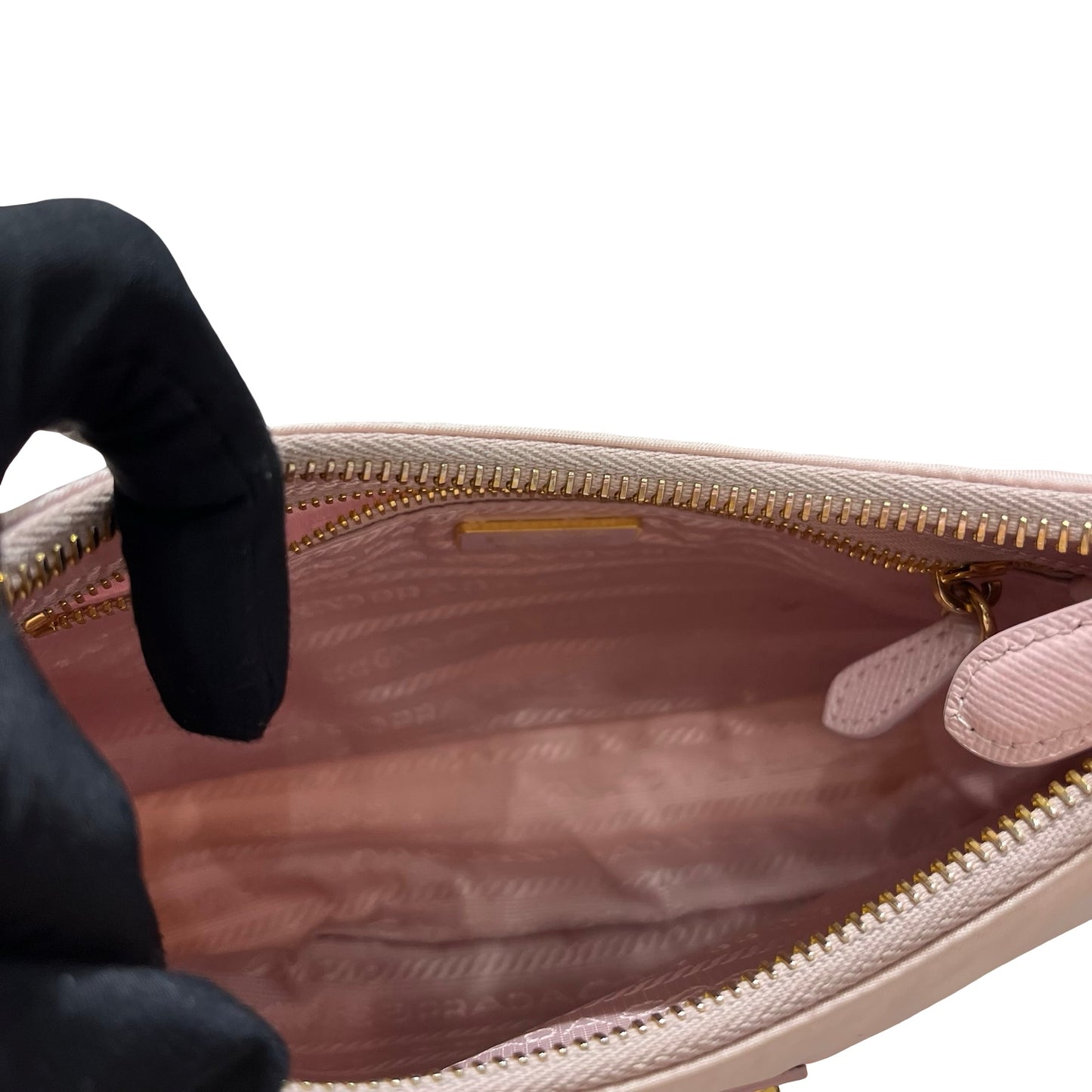 Used PRADA Nylon Calfskin Leather Re-Edition Shoulder Bag Pink GHW