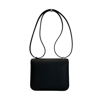 Brand New HERMES Epsom Constance Crossbody Bag Black Silver