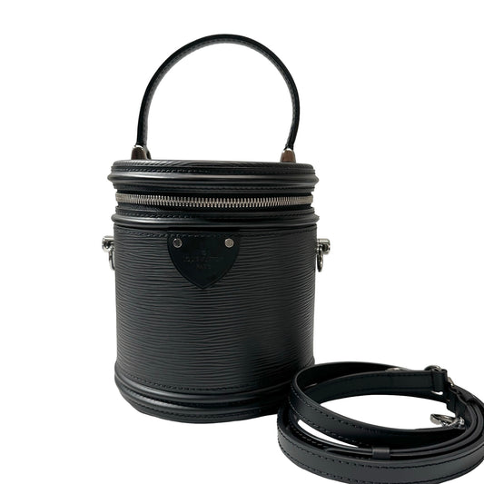 Used LOUIS VUITTON Calfskin Leather Epi Black Back Bucket Bag PHW Black