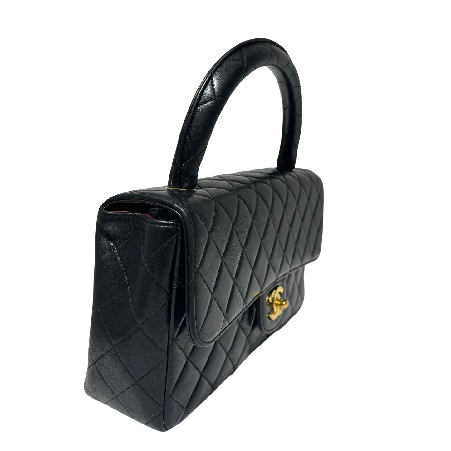 Matelasse Quilted Lambskin Kelly Flag bag Hand bag [101273]