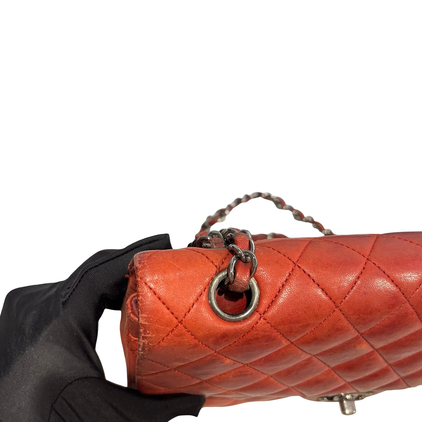 Used CHANEL Quilted Classic Flap Chain Shoulder Bag Red
