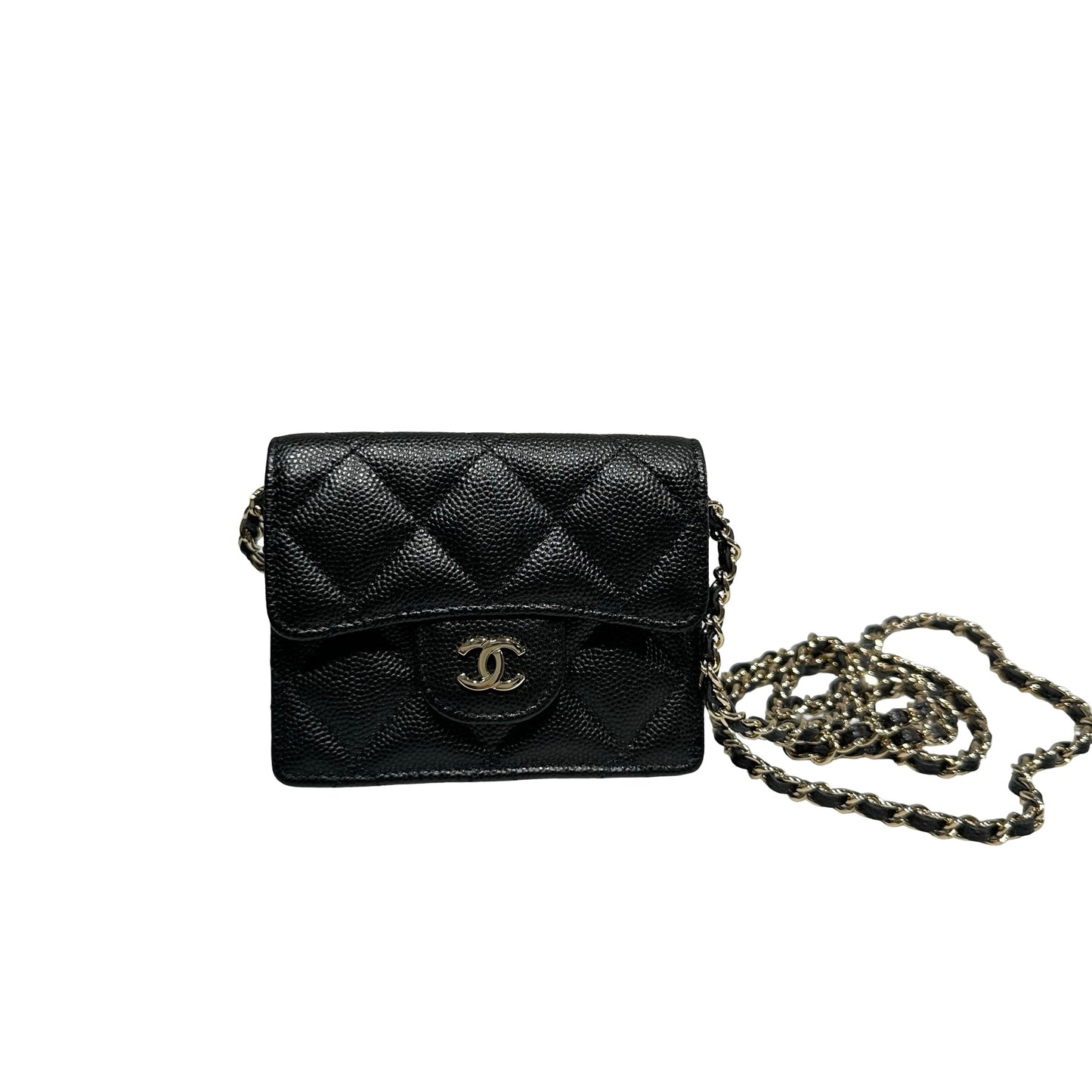 Used CHANEL MINI Cross Body Bag Black GHW