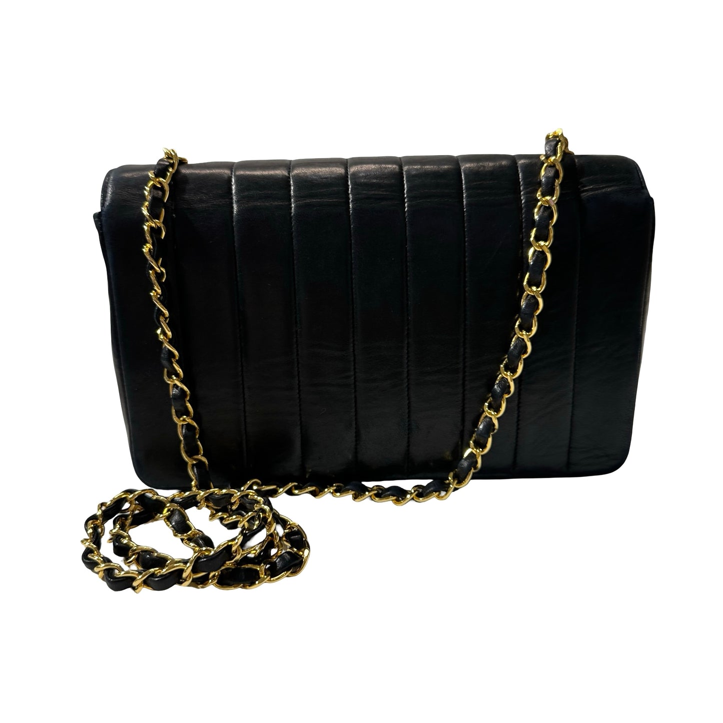 Used Chanel Lambskin Leather Cf Flap Vintage Shoulder Bag Black GHW