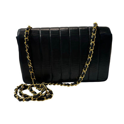 Used Chanel Lambskin Leather Cf Flap Vintage Shoulder Bag Black GHW