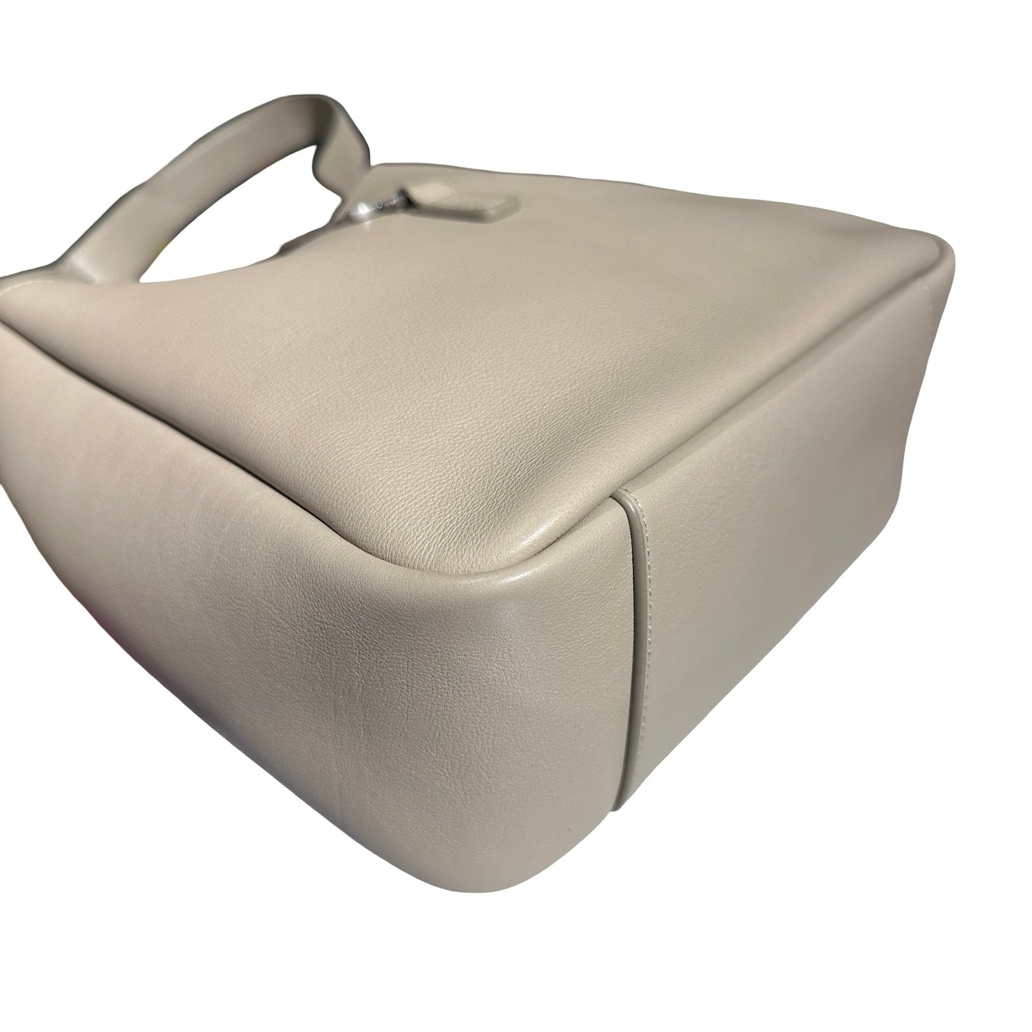 Used SAINT LAURENT Calfskin Leather LE 5 A 7 Hobo Bag Beige PHW