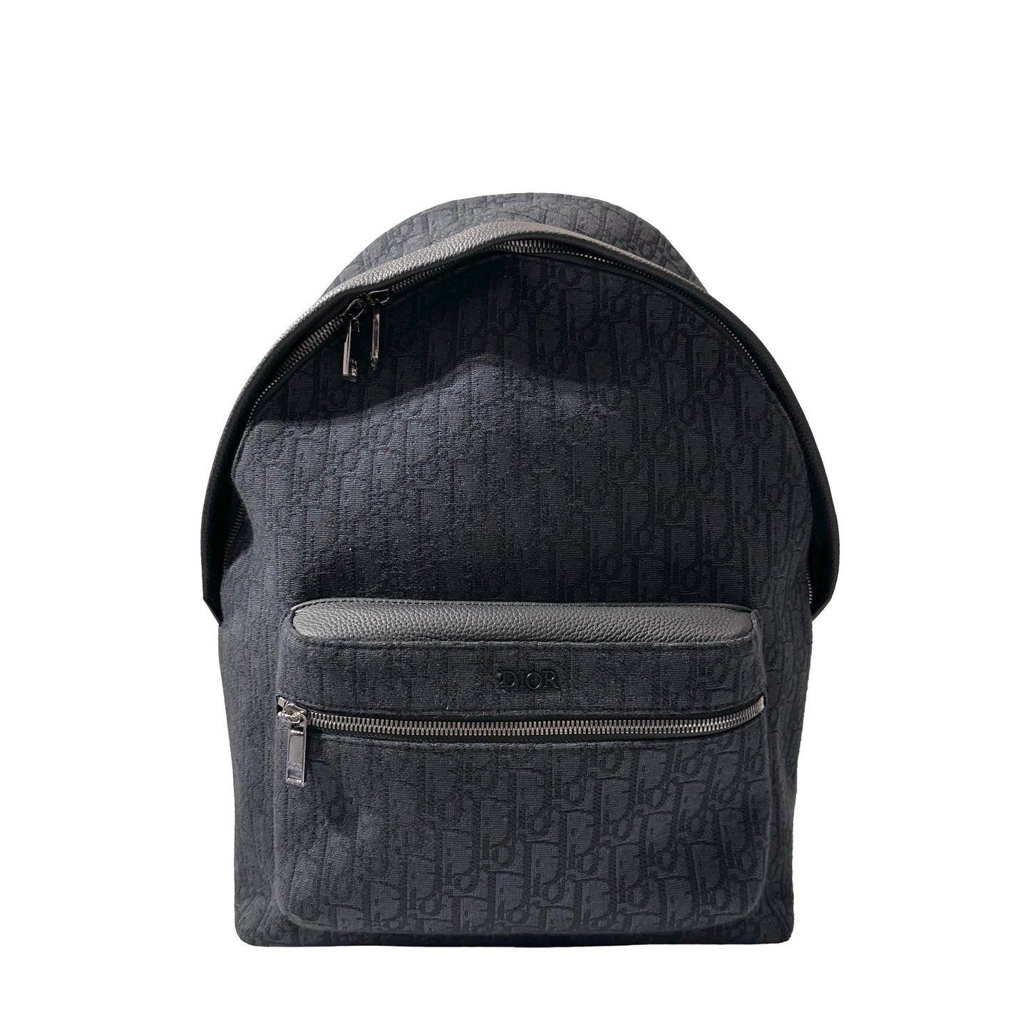 Used Dior Technical fabrics Cotton Calfskin Leather Backpack Navy Blue PHW