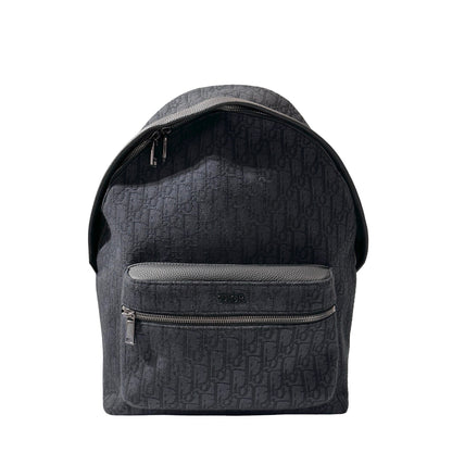 Used Dior Technical fabrics Cotton Calfskin Leather Backpack Navy Blue PHW