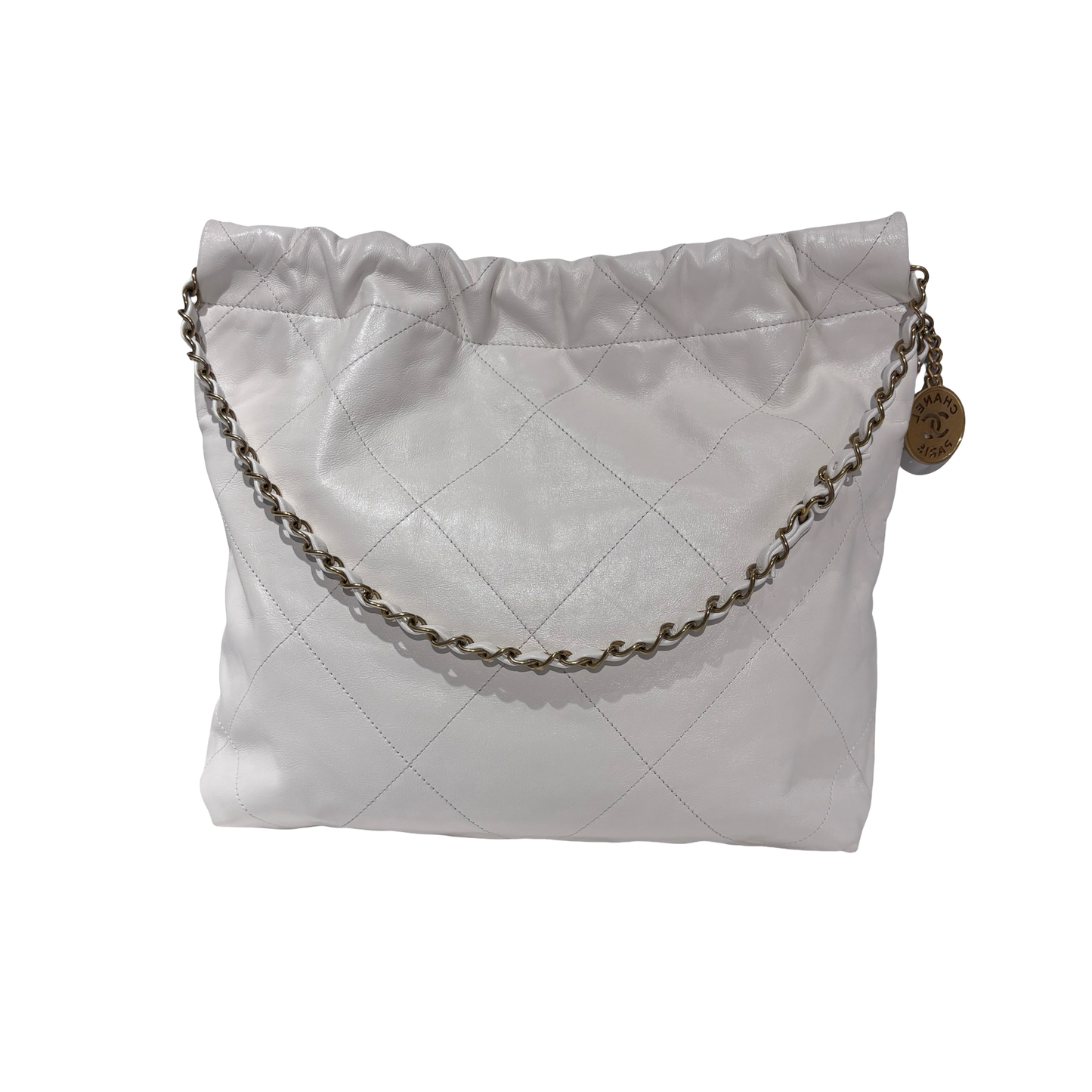 CHANEL 22 SMALL WHITE GHW CALFSKIN [3000291]