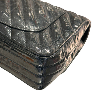 Used CHANEL Patent Leather MINI FLAP 20 CM Cross Body Bag Black