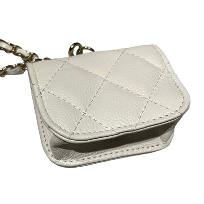 Used CHANEL MINI Chain Shoulder Bag White PHW