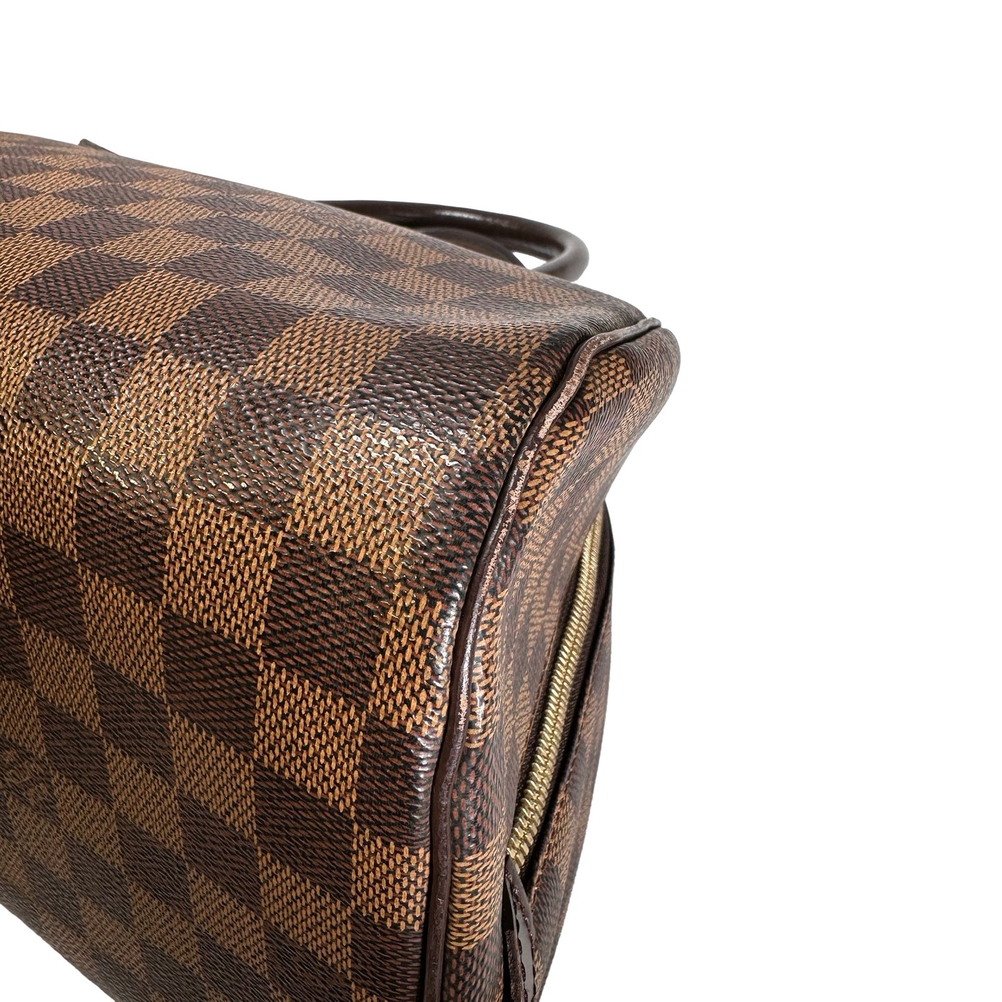 Used LOUIS VUITTON Damier Ebene Triana Handbag Brown GHW