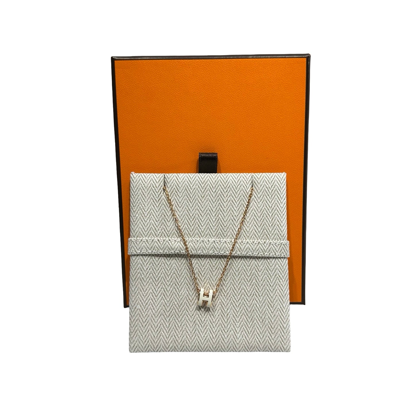 Unused HERMÈS Mini Pop H Neeklace White GHW