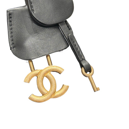 Used CHANEL Calfskin Leather Cross Body Bag Beige GHW