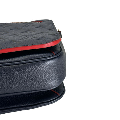 LOUIS VUITTON Monogram Empreinte Pochette Metis Crossbody Bag Navy Blue Red GHW