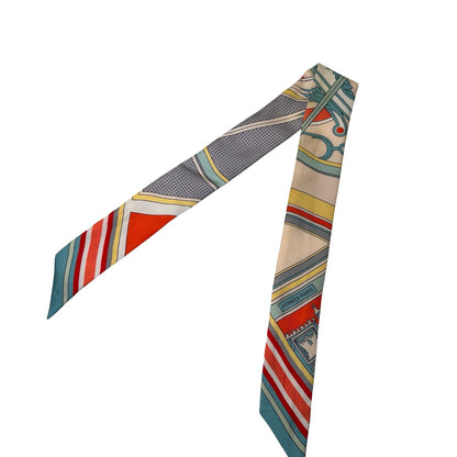 Used HERMES Abstract Stripes Twilly Twilly Multicolor Orange Blue Yellow