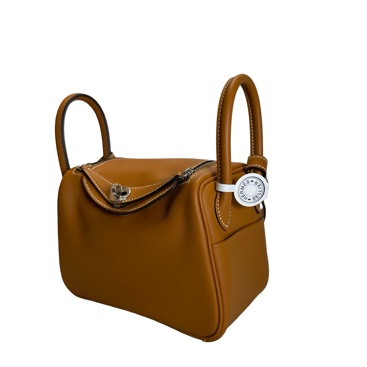 Brand New HERMES Swift Mini Lindy Shoulder Bag Toffee PHW