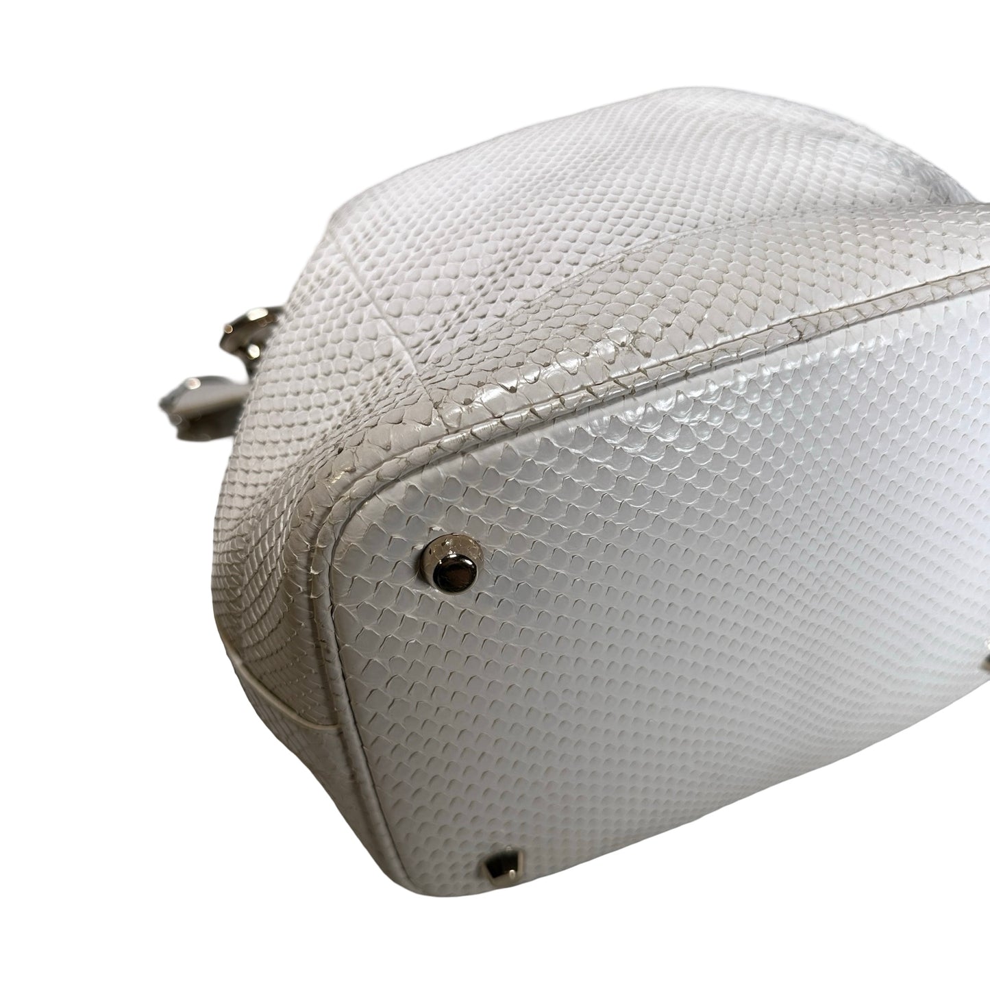 Used CHRISTIAN DIOR Python Bucket Bag Bucket Bag White GHW