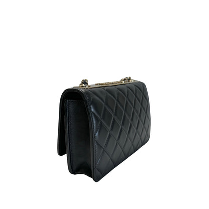 Used CHANEL Quilted Lambskin Wallet on chain Wallet on chain Black Gold
