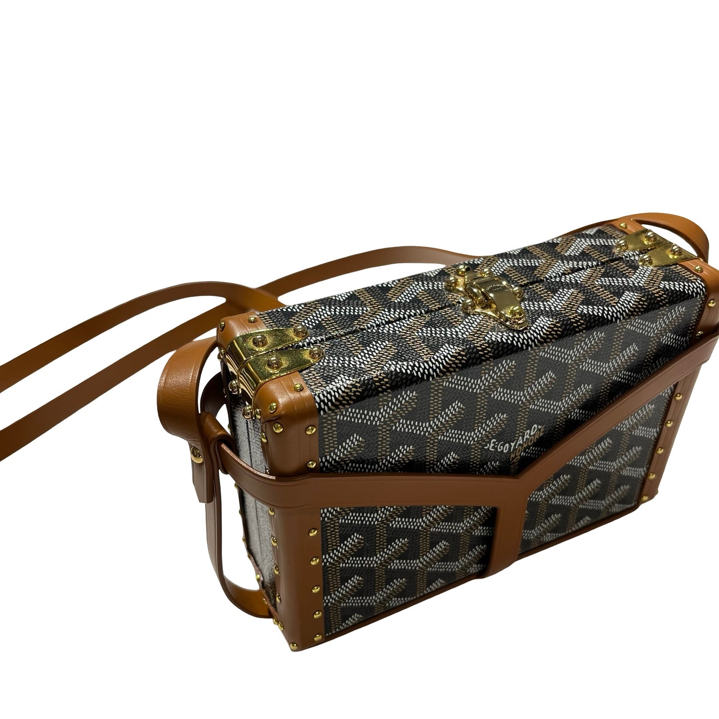 Used GOYARD Goyardine Minaudiere Crossbody Bag Black Brown