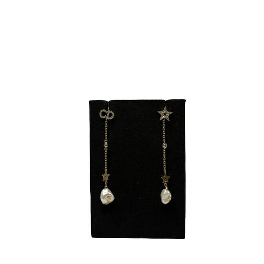 Used Dior Earrings Jewelry White GHW