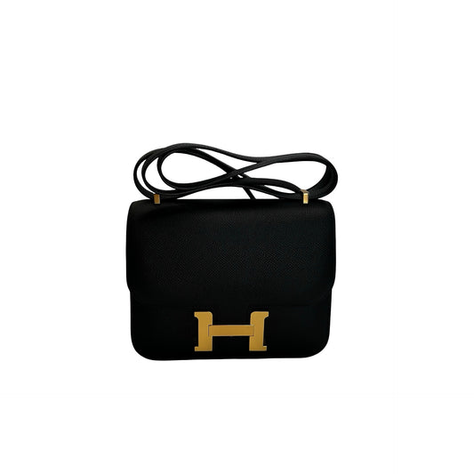 Brand New HERMES Epsom Constance Mini Cross body bag Black Gold Hardware