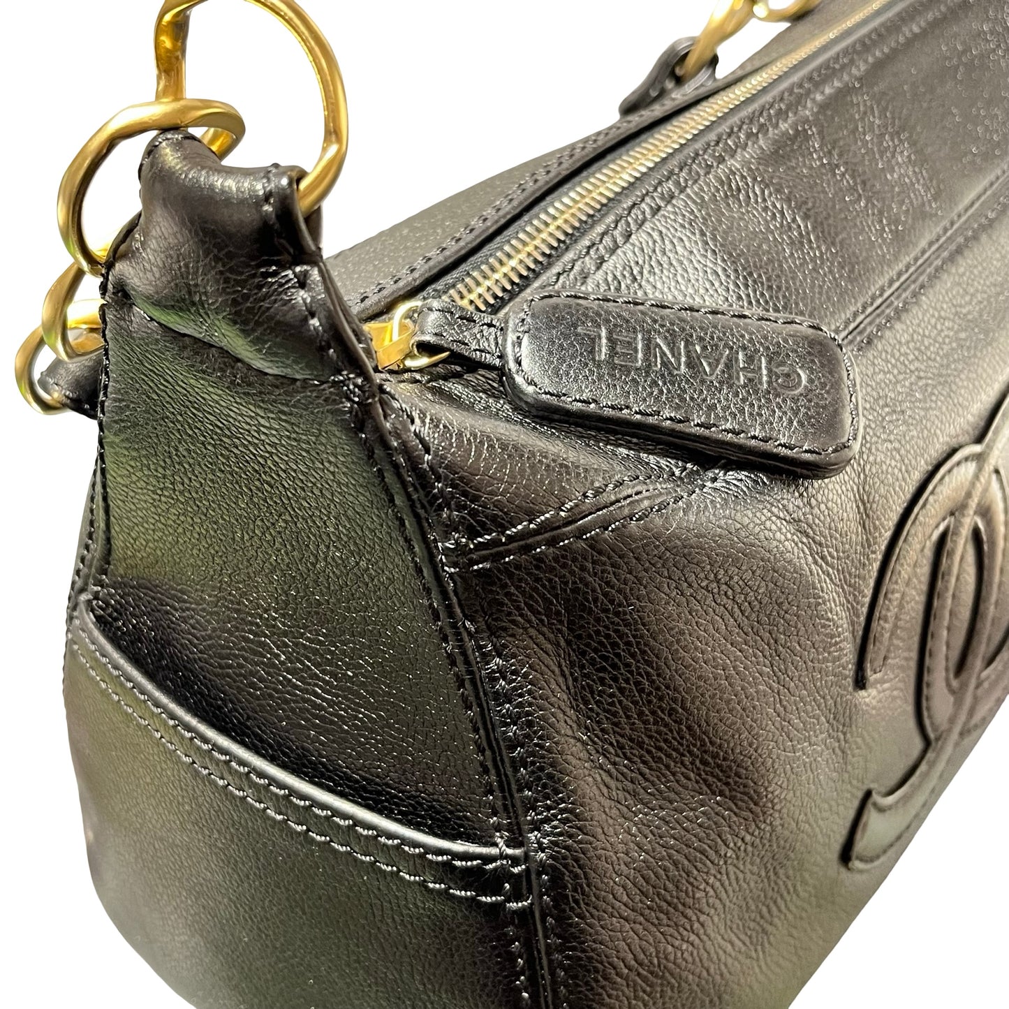 Used CHANEL Vintage Hobo Hobo Bag Black GHW