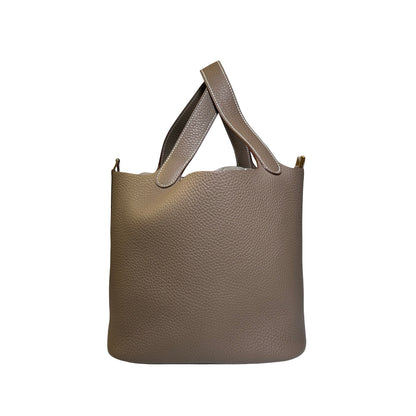 New HERMÈS Etoupe Picotin 22 Bucket Bag Etoupe Etoupe (18) GHW