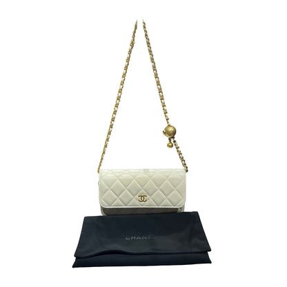 Chanel Mini WOC With Gold Ball White GHW