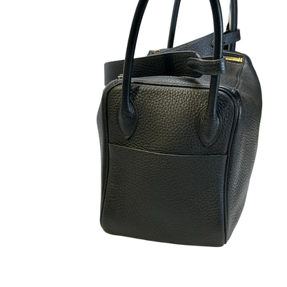 Used HERMES TC Lindy 26 Handbag Black GHW