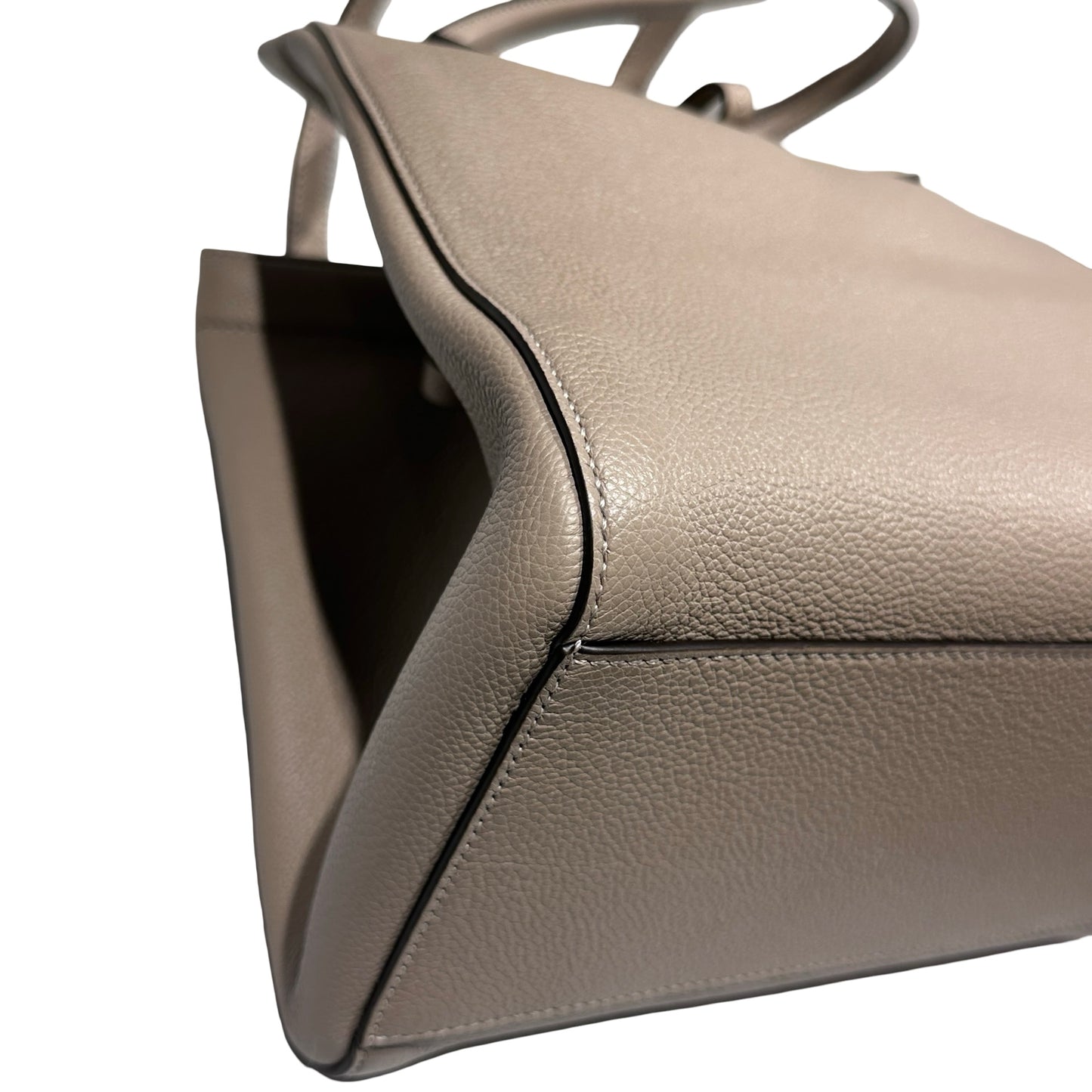 Used Fendi Calfskin Leather Tote Bag Grey GHW