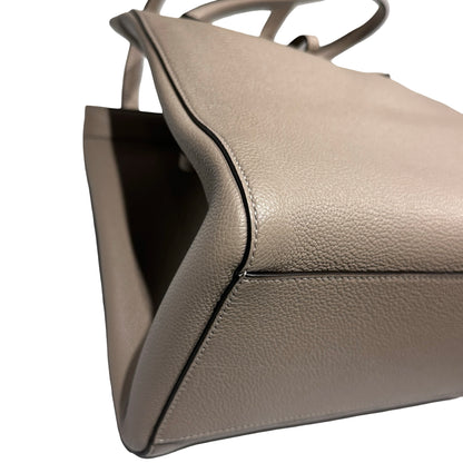 Used Fendi Calfskin Leather Tote Bag Grey GHW