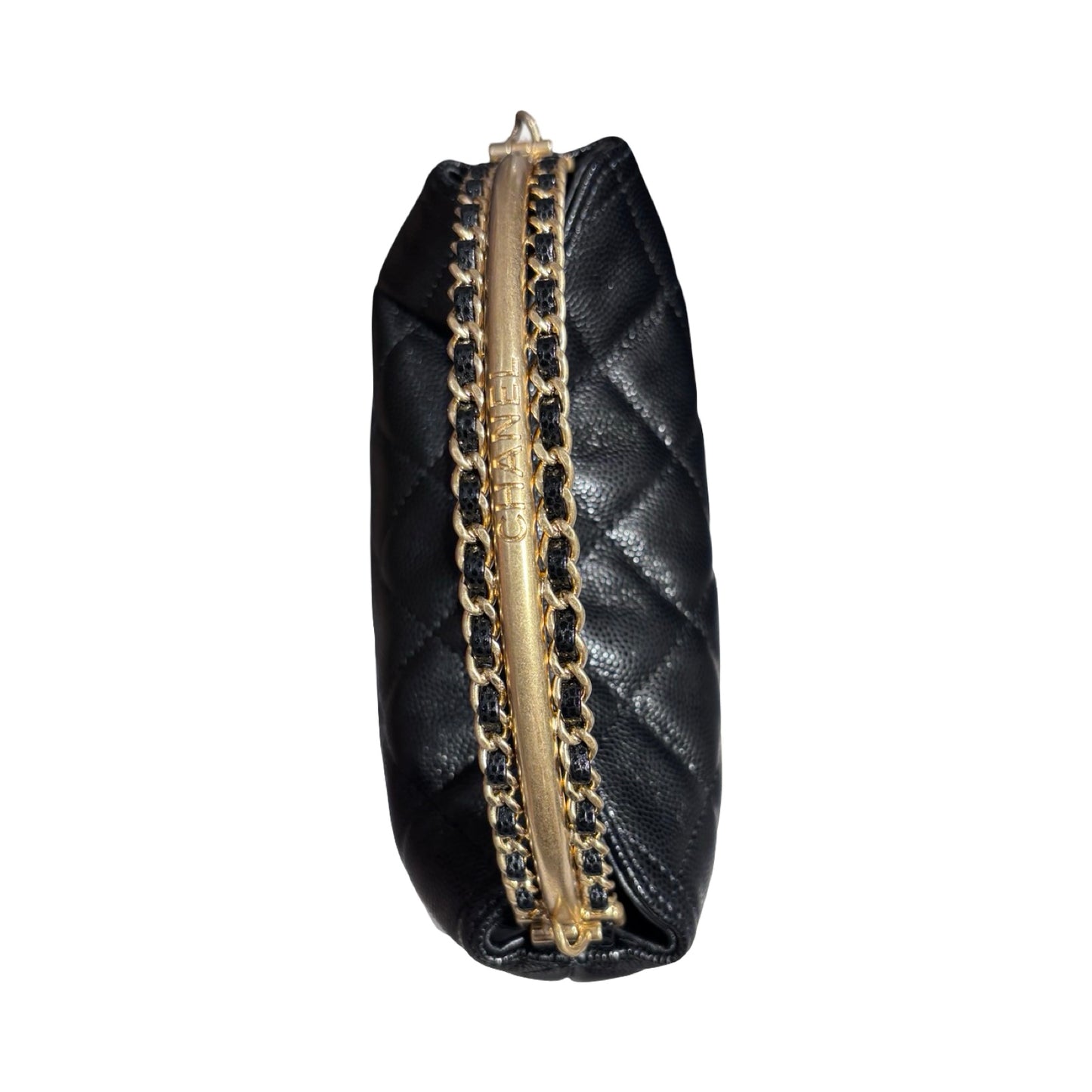 CHANEL 24A HOBO WITH HANDLE BLACK CAVIAR GHW [3000606]